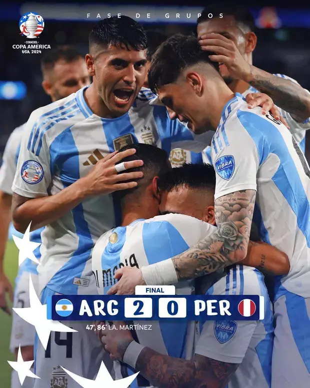 阿根廷凭借劳塔罗的阿根梅开二度2-0击败了秘鲁，晋级淘汰赛！廷凭塔罗